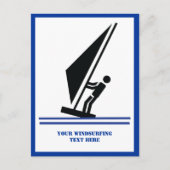 Windsurfer an Bord schwarz, blau Windsurfeigens Postkarte (Vorderseite)