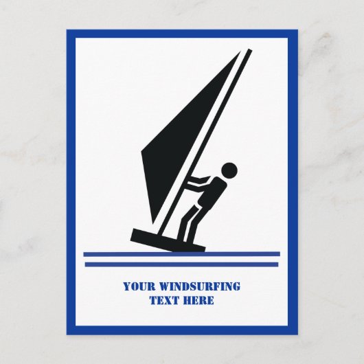 Windsurfer an Bord schwarz, blau Windsurfeigens Postkarte (Vorderseite)