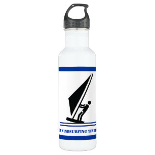 Windsurfer an Bord schwarz, blau Windsurfeigens Trinkflasche