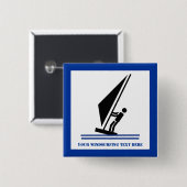 Windsurfer an Bord schwarz, blau Windsurfen Button (Vorne & Hinten)
