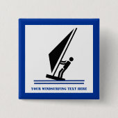 Windsurfer an Bord schwarz, blau Windsurfen Button (Vorderseite)
