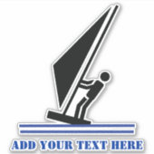 Windsurfer an Bord, schwarz und blau Aufkleber (Vorderseite)