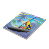 WindSurfer auf großen Meereswellen Fliese (Seite)