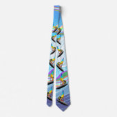 WindSurfer auf großen Meereswellen Krawatte (Rückseite)