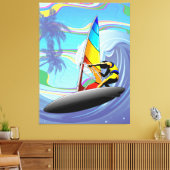 WindSurfer auf großen Meereswellen Leinwanddruck (Insitu (Wohnzimmer))