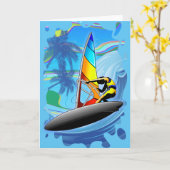 WindSurfer auf Ozean-Wellen-Gruß-Karte Karte (Gelbe Blume)