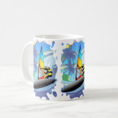 WindSurfer auf Ozean-Wellen-klassischer weißer Kaffeetasse (Vorderseite Links)