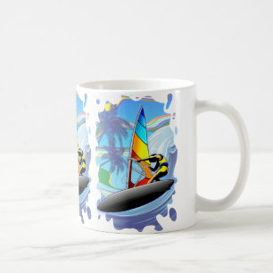 WindSurfer auf Ozean-Wellen-klassischer weißer Kaffeetasse