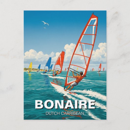Windsurfer in Bonaire, Niederländisch Karibik Postkarte (Vorderseite)