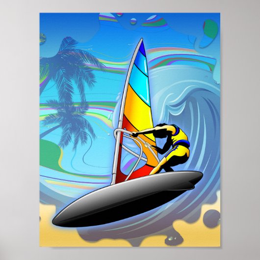 WindSurfer on Ocean Waves Poster Paper (Matte) (Vorne)