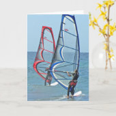 Windsurfer-Trio-Gruß-Karten Karte (Gelbe Blume)