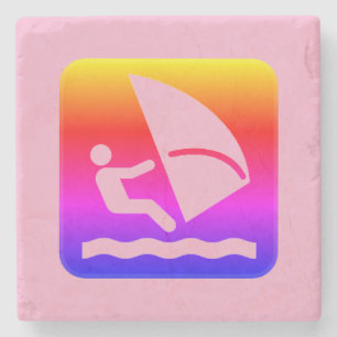 Windsurfer - Windsurfen Regenbogen Steinuntersetzer