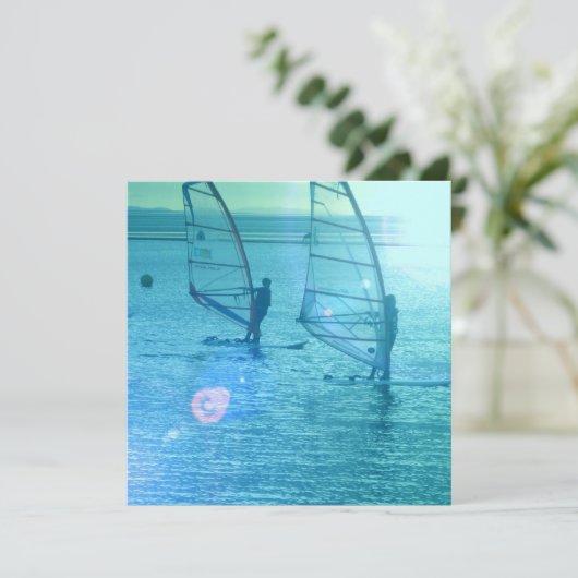 Windsurfing Entwurfs-Einladung Einladung (Stehend Vorderseite)