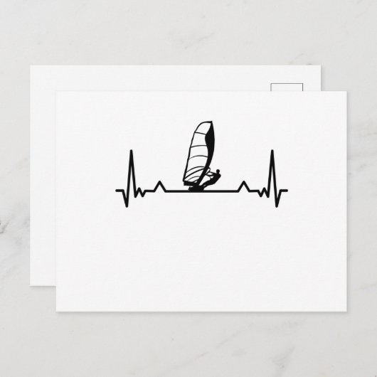 Windsurfing Heartbeat Line Funny Gifts Postkarte (Vorne/Hinten)