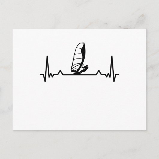 Windsurfing Heartbeat Line Funny Gifts Postkarte (Vorderseite)