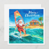 Windsurfing Santa Beach Christmas Card Feiertagskarte (Vorne/Hinten)