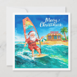 Windsurfing-Santa-Strand-Weihnachtskarte Feiertagskarte