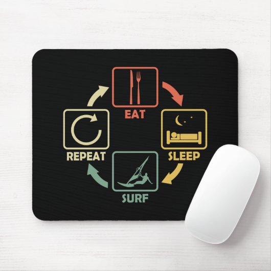 Windsurfing Sleep Wiederholung Retro Mousepad (Mit Mouse)