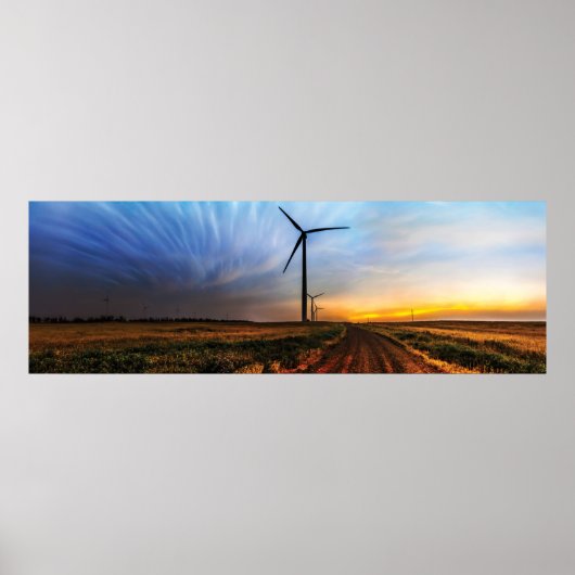 Windturbine Sunset Poster (Vorne)