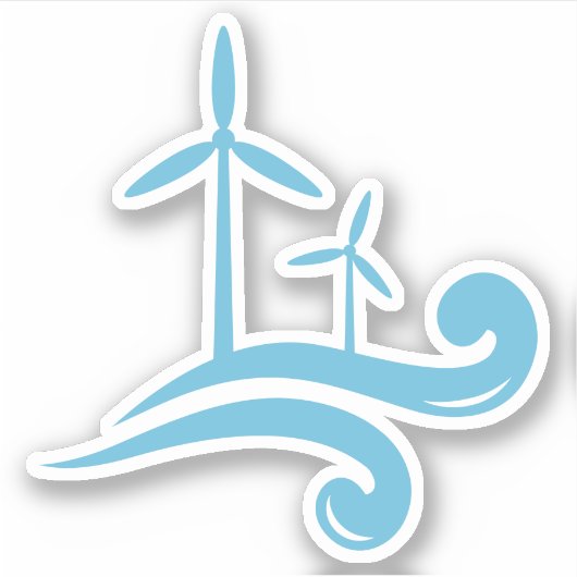 Windturbinen mit erneuerbarer Energie, blau oder f Aufkleber (Vorderseite)