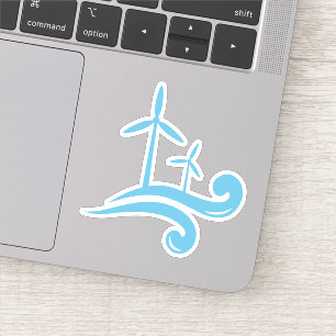 Windturbinen mit erneuerbarer Energie, blau oder f Aufkleber