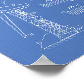 Windturbinenrotor 1990 Patentart Blueprint Poster (Ecke)