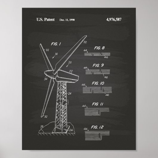 Windturbinenrotor 1990 Patentenkabine Poster (Vorne)
