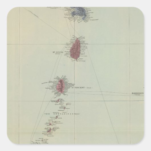 Windward Islands 2 Quadratischer Aufkleber (Vorderseite)