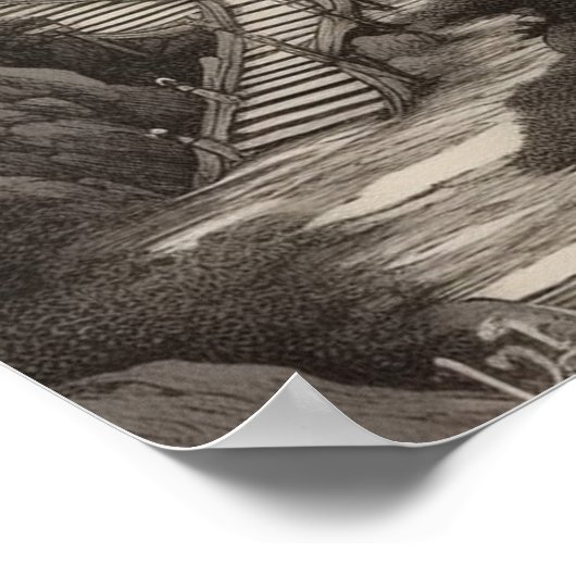 Windweg antike chinesische Tempelberge Poster (Ecke)