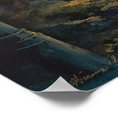 Windweg durch Wälder bei Dämmerung Poster (Ecke)