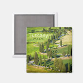 Windweg mit Zypressen, Textmagnet in der Toskana Magnet (Vorderseite/Rückseite)