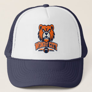 Windy City Football Wütender Bär Maskottchen Sport Truckerkappe