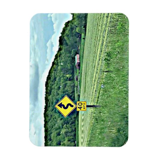 Windy Curvy Road Sign Country Landschaftsmagnet Magnet (Vertikal)