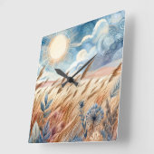 Windy Day Rustic Boho Mountain Prairie Country Quadratische Wanduhr (Winkel)
