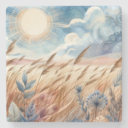 Windy Day Rustic Boho Mountain Prairie Country Steinuntersetzer (Vorderseite)