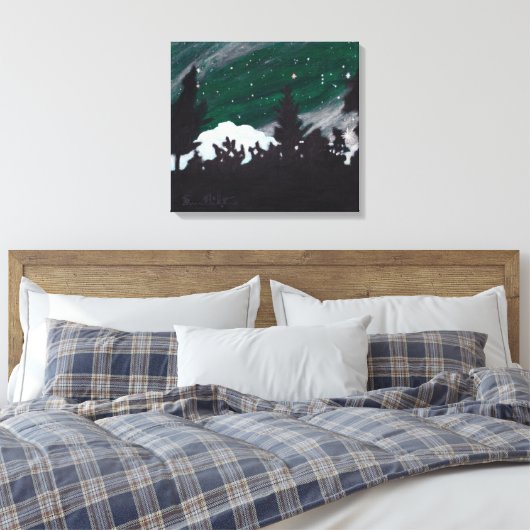 Windy Evergreen Night: Canvas Print unbeschnitten Leinwanddruck (Insitu (Schlafzimmer))