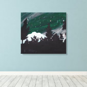 Windy Evergreen Night: Canvas Print unbeschnitten Leinwanddruck (Insitu (Holzboden))