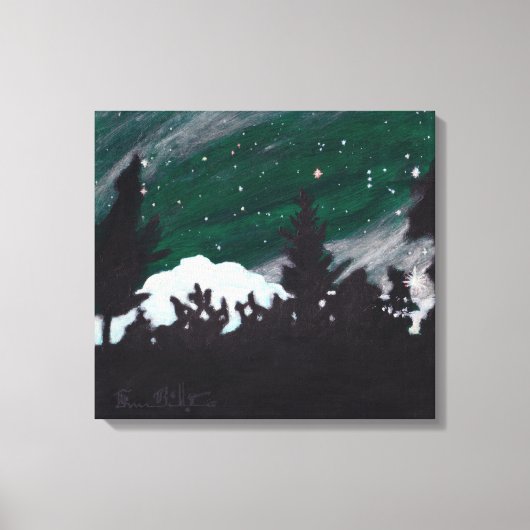 Windy Evergreen Night: Canvas Print unbeschnitten Leinwanddruck (Vorderseite)