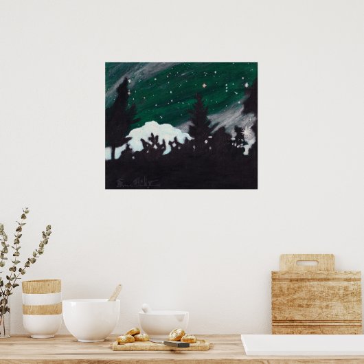 Windy Evergreen Night: Poster (Küche)