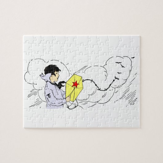 Windy Kite Flying Day Puzle Puzzle (Horizontal)