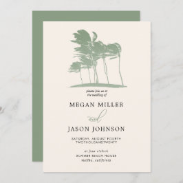 Windy Palm Trees, Sage Green Hochzeit in Urlaubsor Einladung