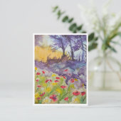 Windy Poppy Field Postkarte (Stehend Vorderseite)