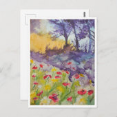 Windy Poppy Field Postkarte (Vorne/Hinten)
