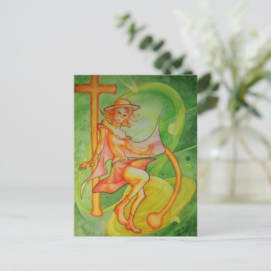 Windy Saturn Postkarte (Stehend Vorderseite)