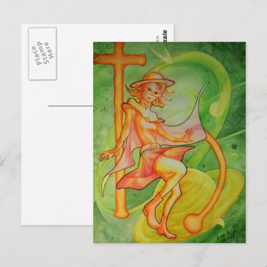 Windy Saturn Postkarte (Vorne/Hinten)