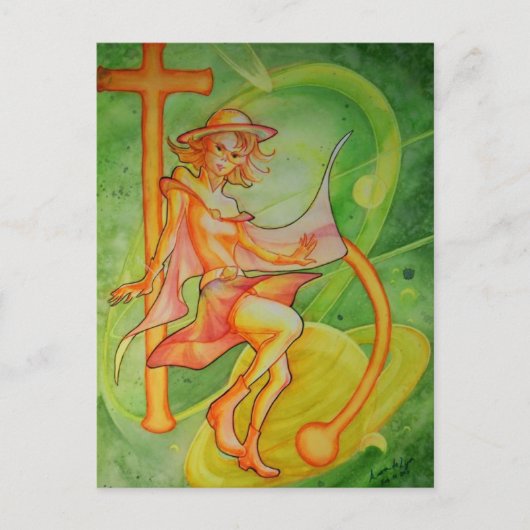 Windy Saturn Postkarte (Vorderseite)