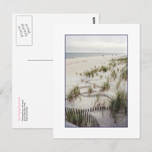 'Windzaun mit Grasdünen' Postkarte (Vorne/Hinten)