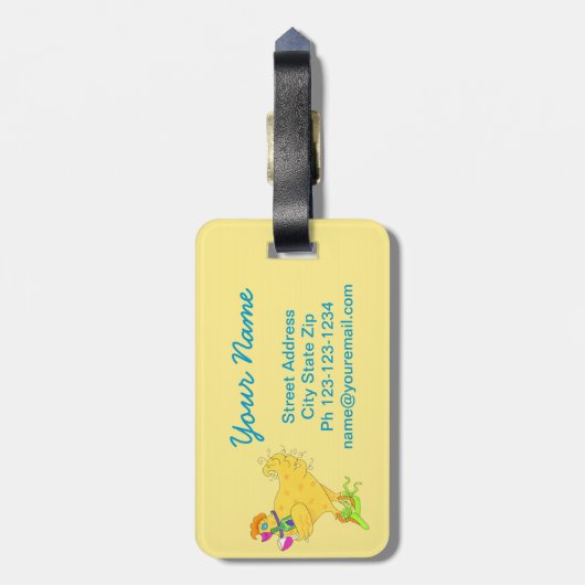 Wine a Little Chick Power Whimsy Yellow Gepäckanhänger (Rückseite vertikal)