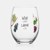 Wine a Little Lagh a Lot Funny Weinglas Ohne Stiel (Vorderseite)