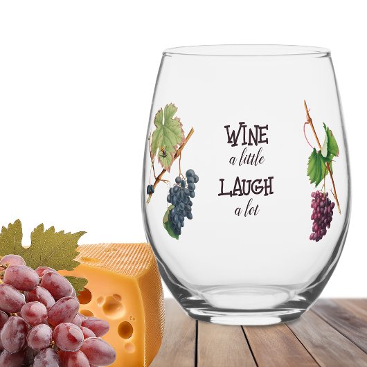 Wine a Little Lagh a Lot Funny Weinglas Ohne Stiel